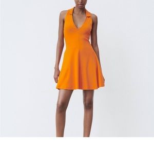 NWT ZARA Orange Tennis/ Golf Ribbed Collared Dress